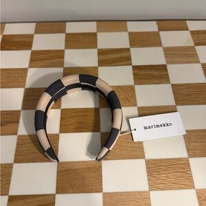 Marimekko Black and Beige Checkerboard Padded Headband - NWT